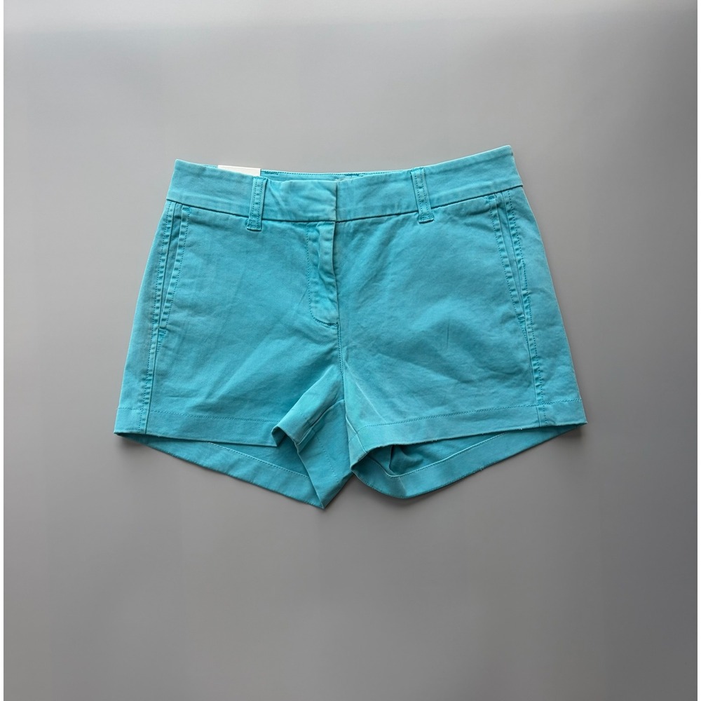 New With Tags J.Crew Chino Shorts Women's 00 Turquoise Blue 4 Inch Inseam